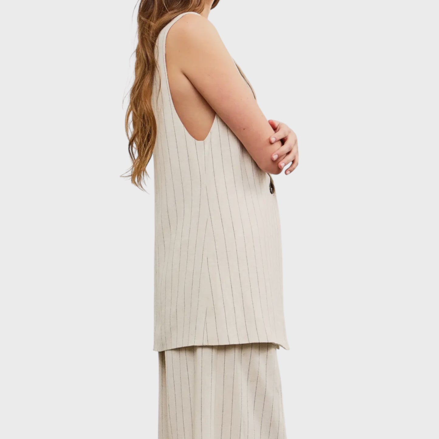 Rory Sleeveless Striped Blazer