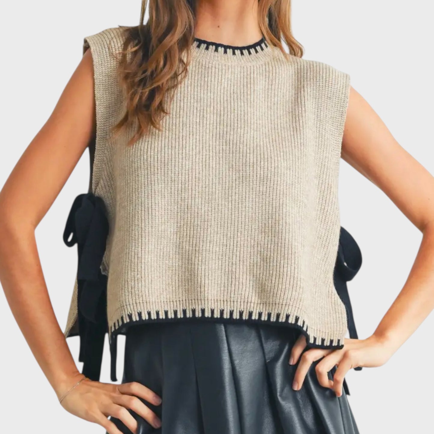 Tie Sleeveless Sweater