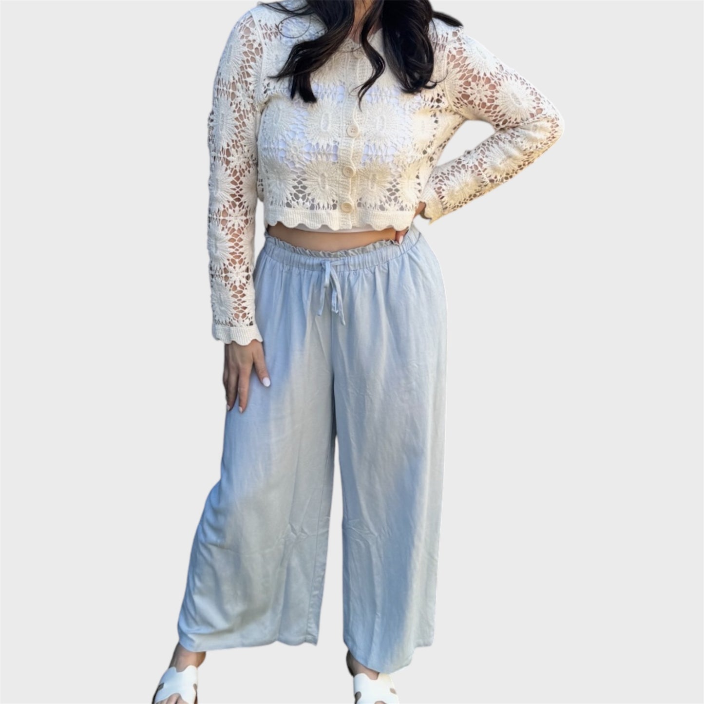 Flower Crochet Knit Cardigan