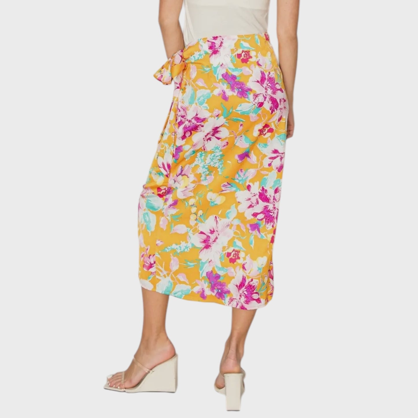 Tropical Floral Wrap Skirt