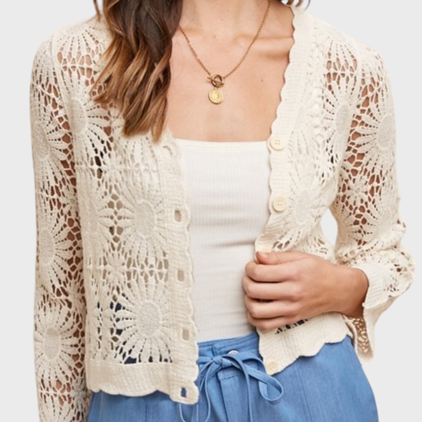 Flower Crochet Knit Cardigan