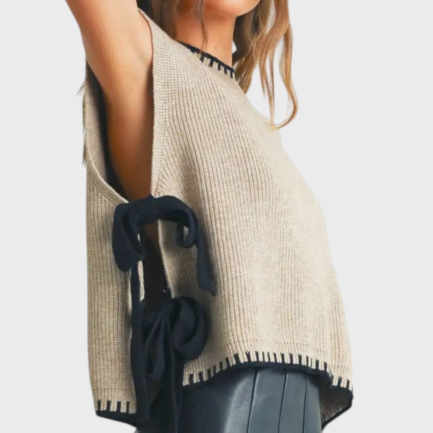Tie Sleeveless Sweater