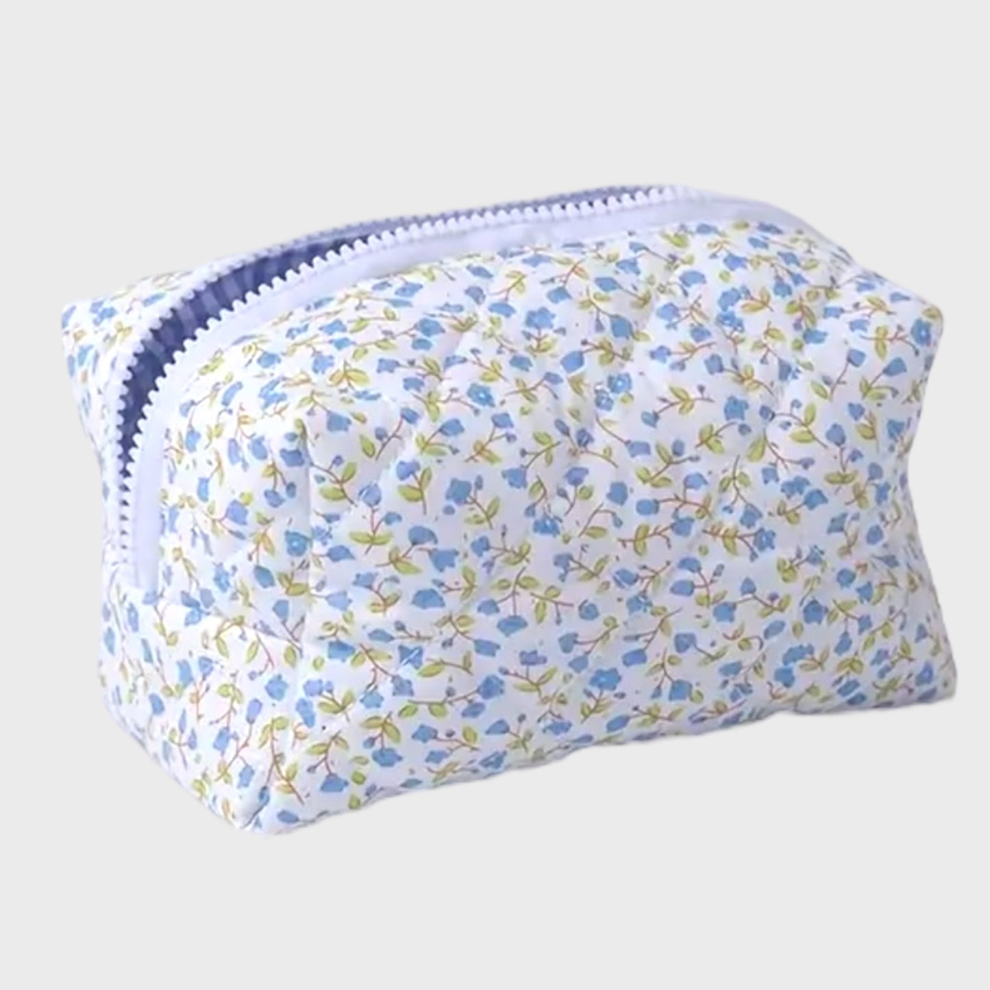 Quilted Floral Pouch/ Makeup Bag