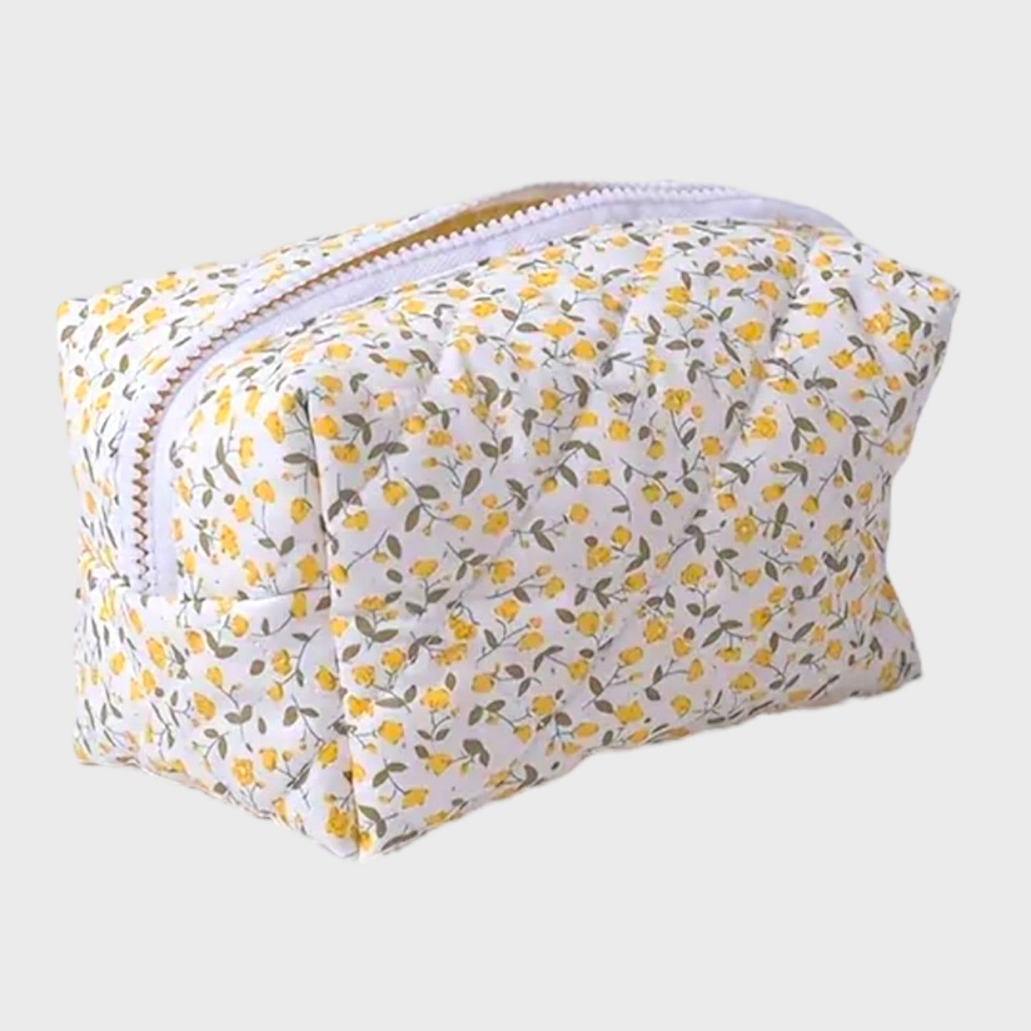 Quilted Floral Pouch/ Makeup Bag