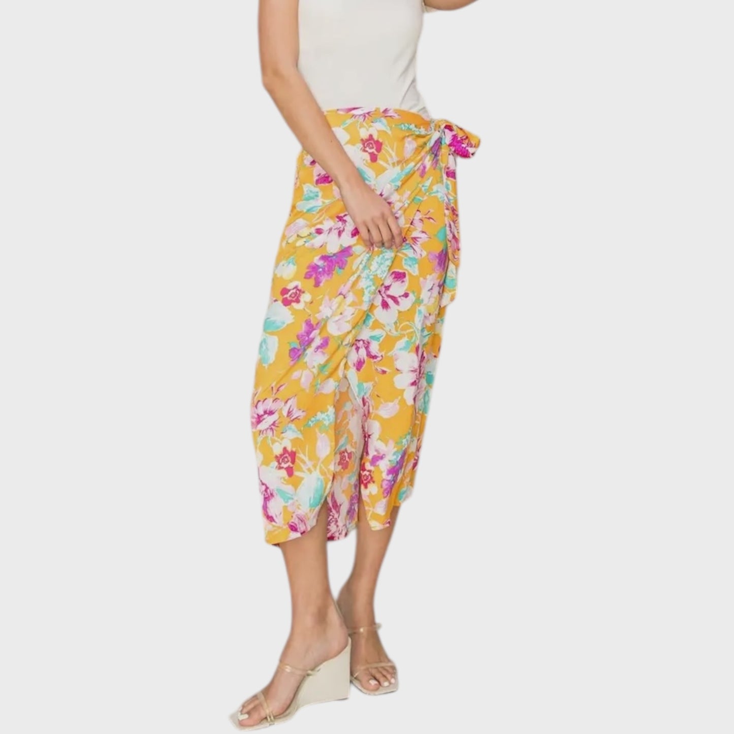 Tropical Floral Wrap Skirt