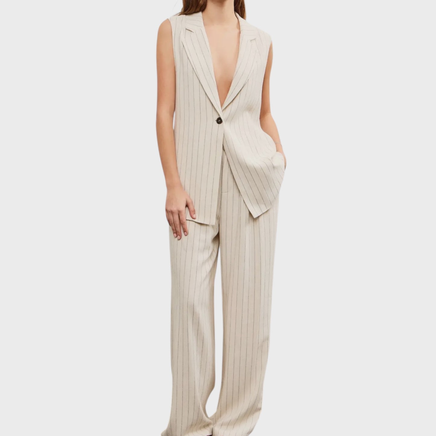 Rory Sleeveless Striped Blazer
