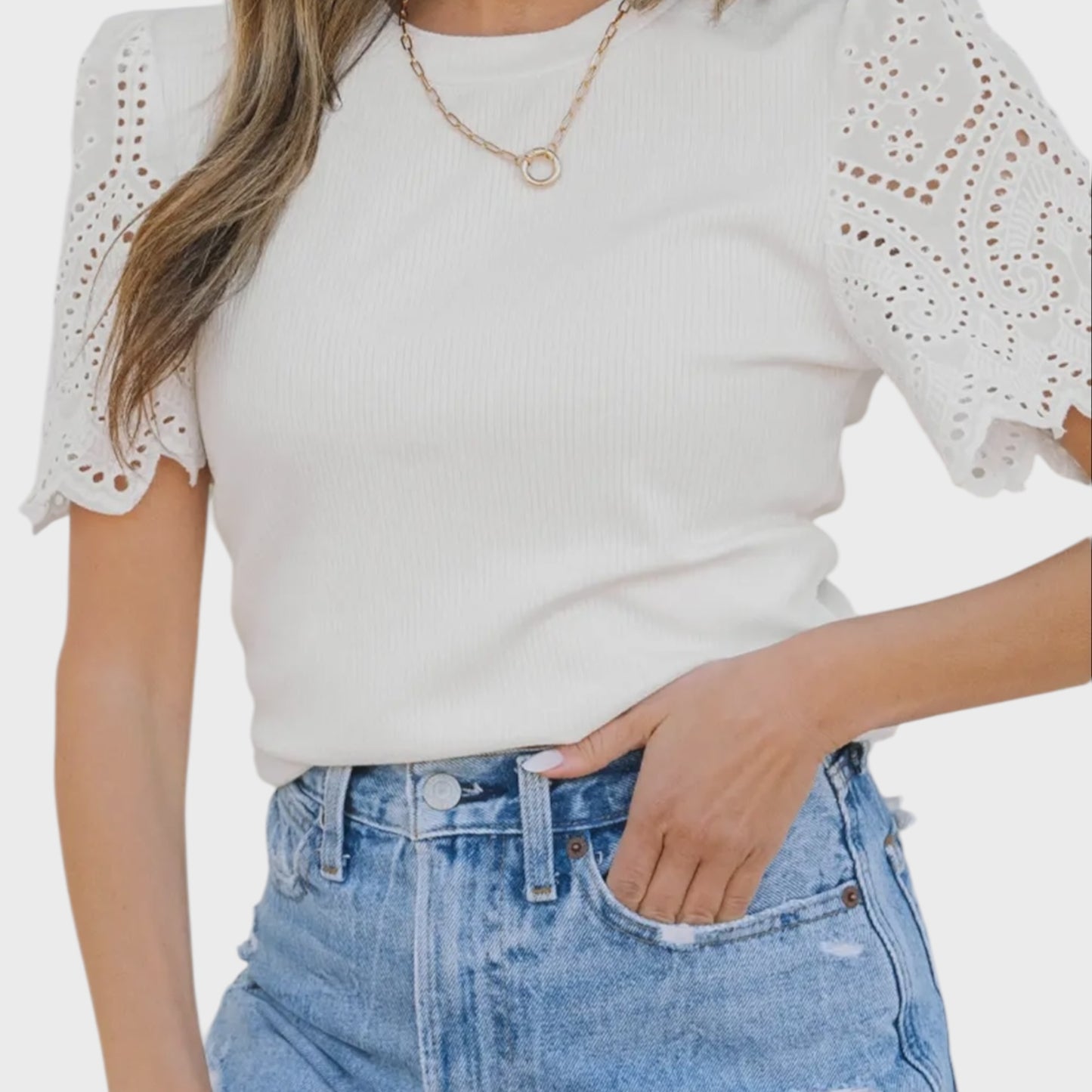 Eyelet Ribbed Tee