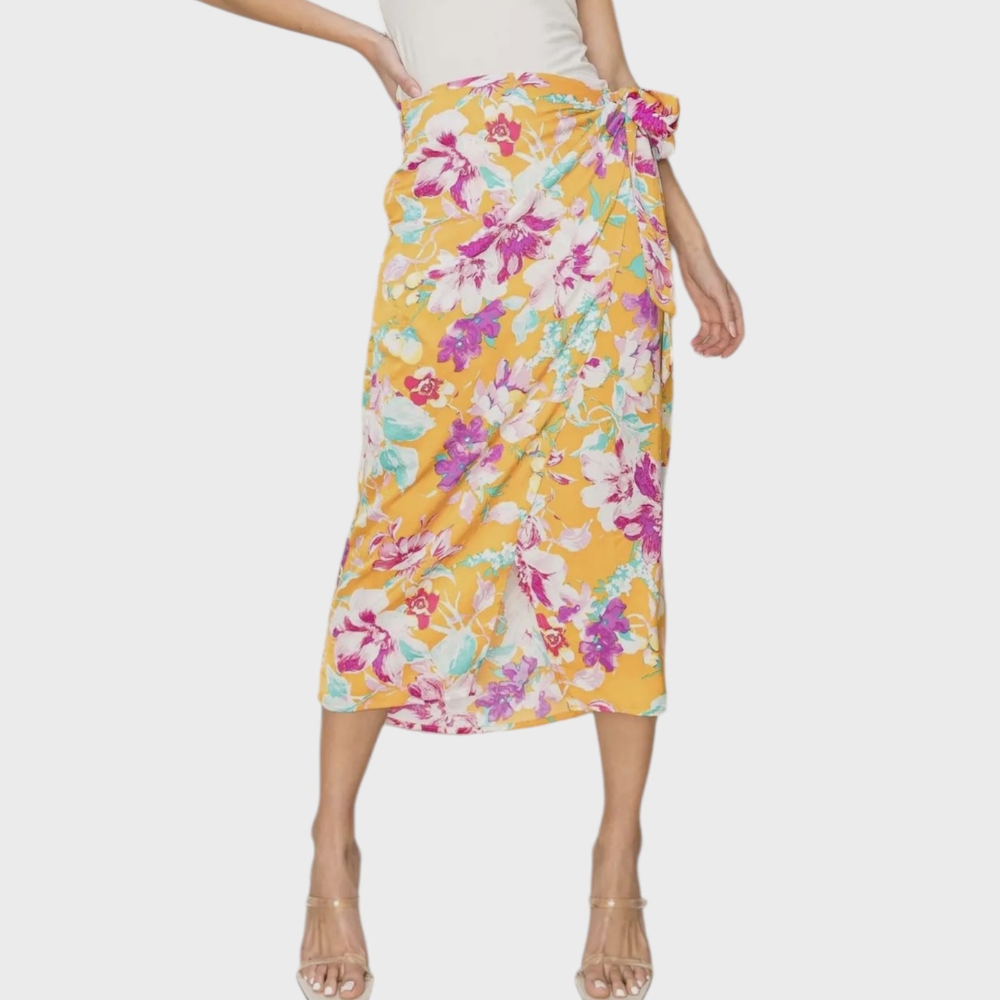 Tropical Floral Wrap Skirt