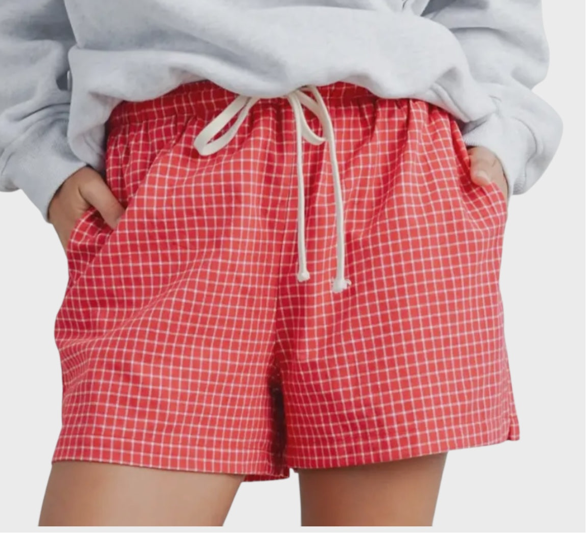 Red Mini Check Boxer Shorts