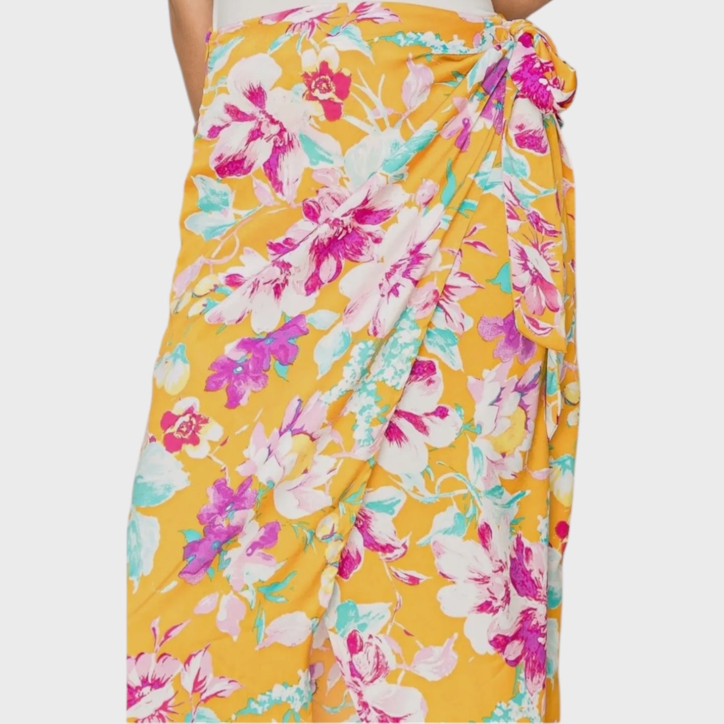 Tropical Floral Wrap Skirt