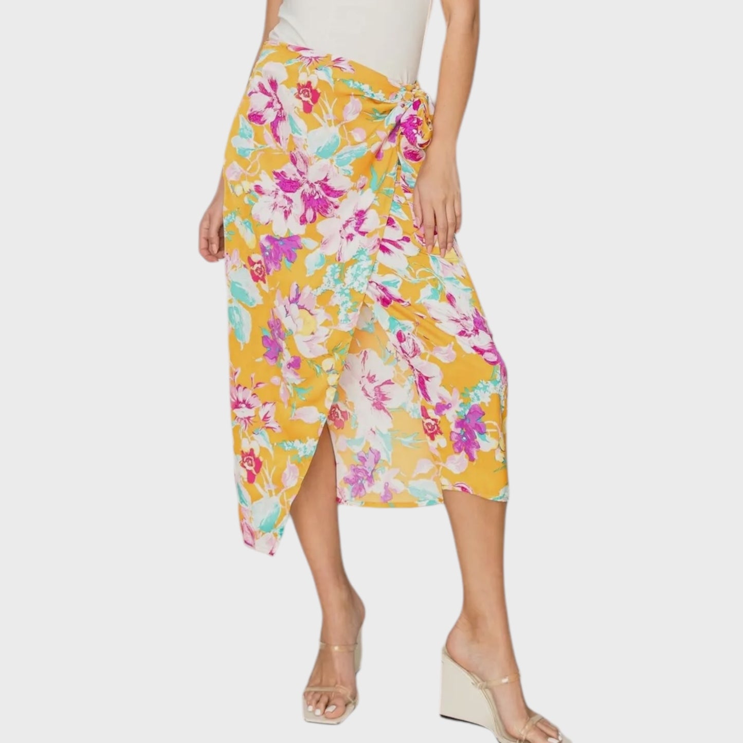 Tropical Floral Wrap Skirt