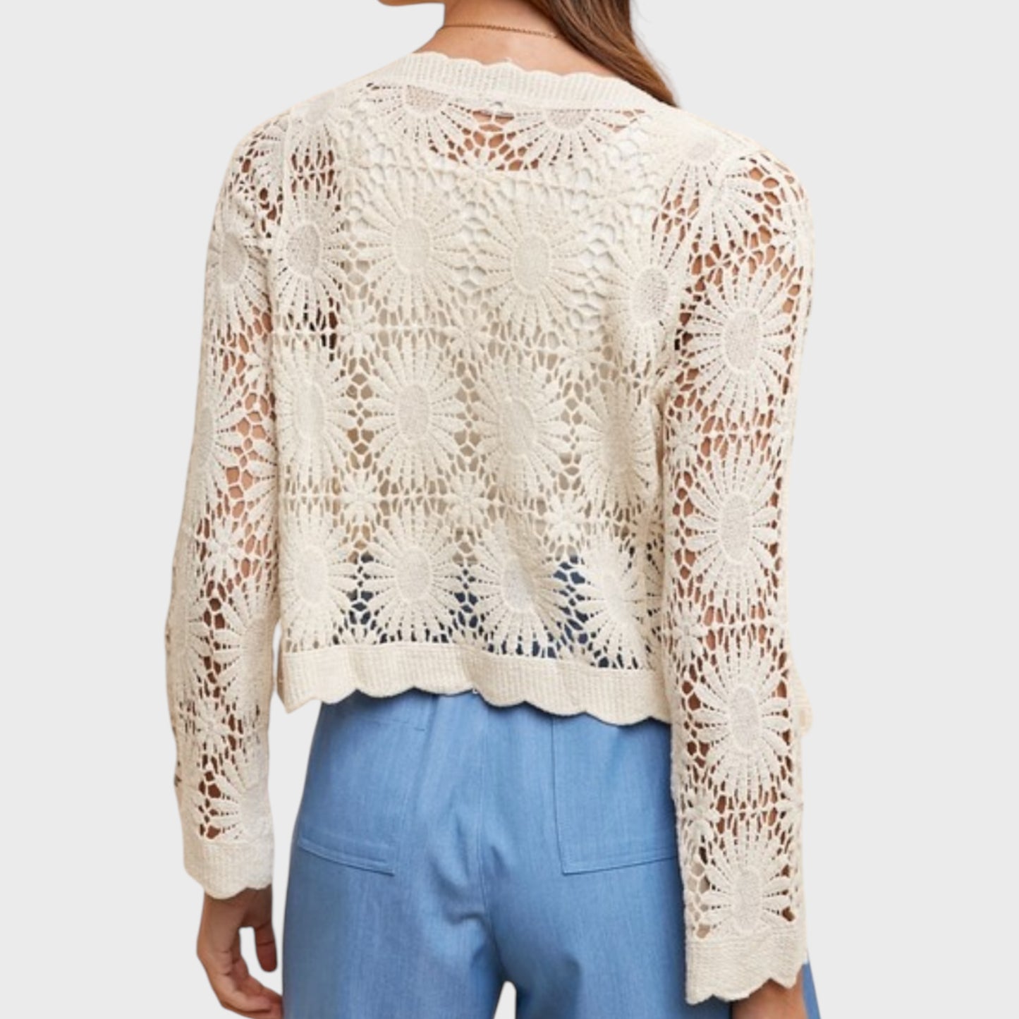 Flower Crochet Knit Cardigan