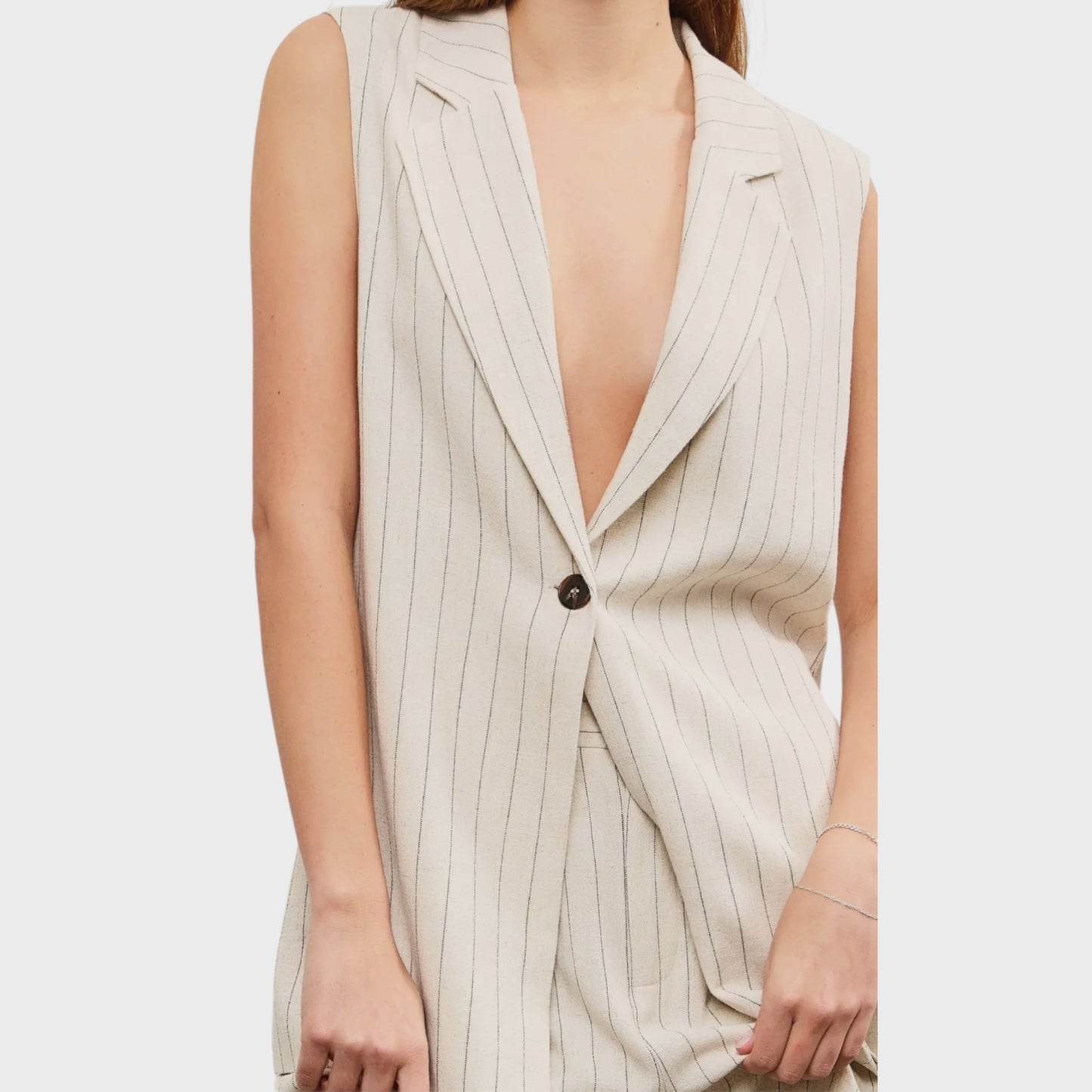 Rory Sleeveless Striped Blazer