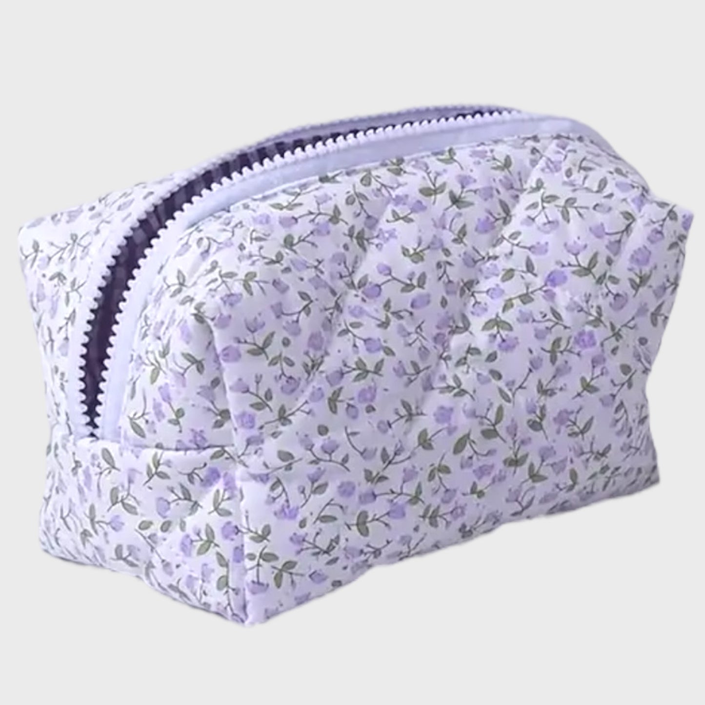 Quilted Floral Pouch/ Makeup Bag