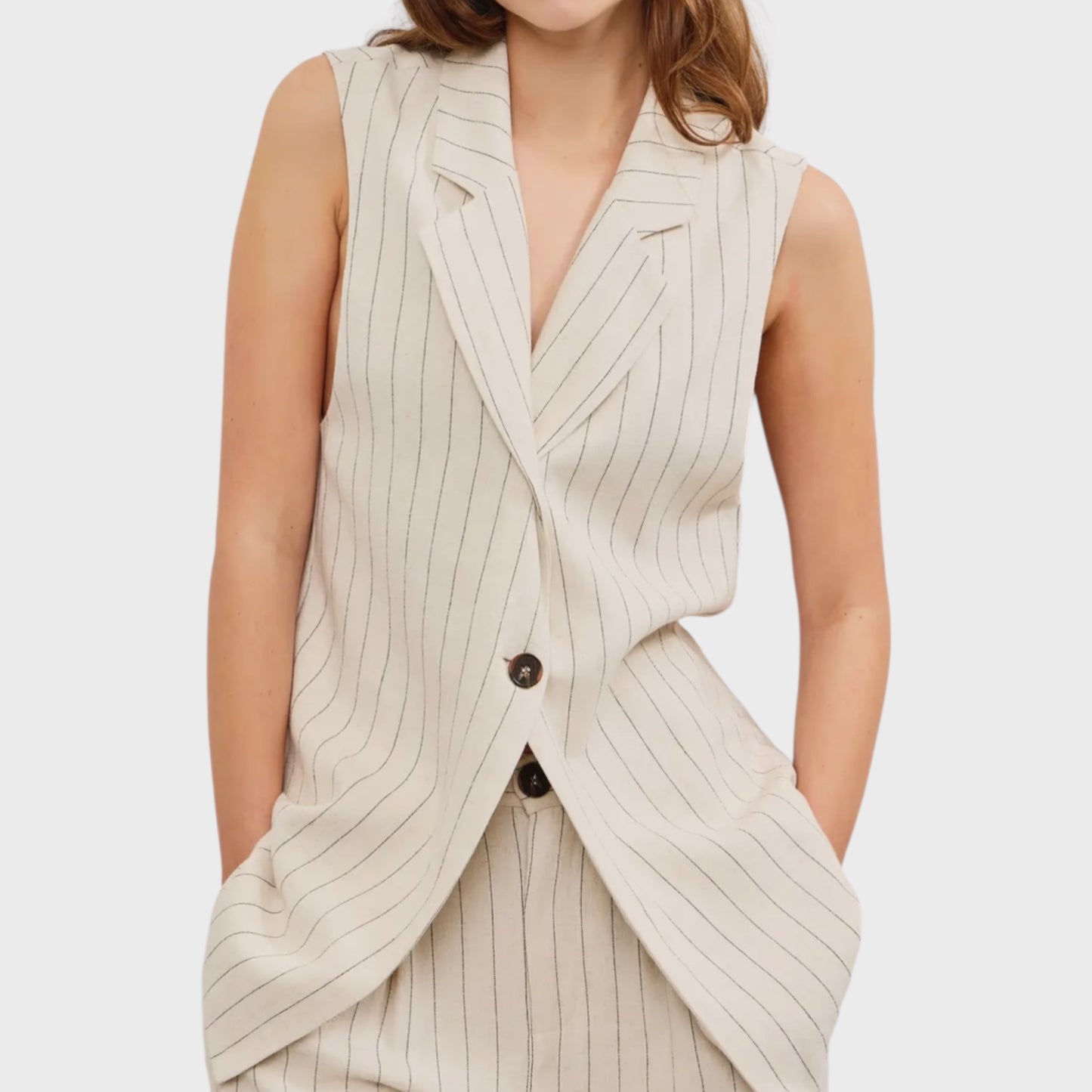 Rory Sleeveless Striped Blazer