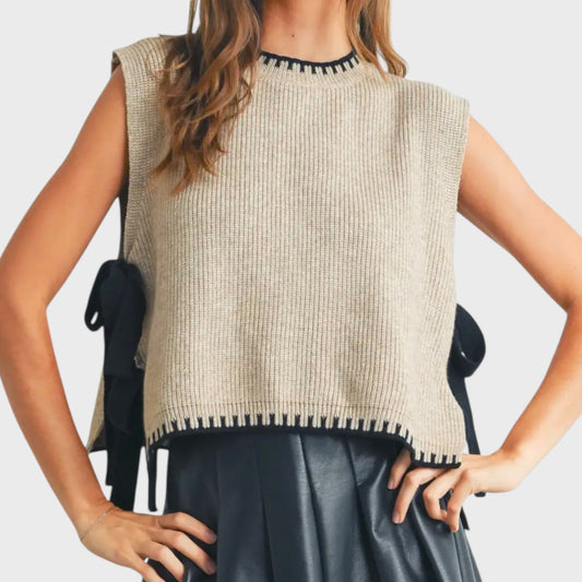 Tie Sleeveless Sweater