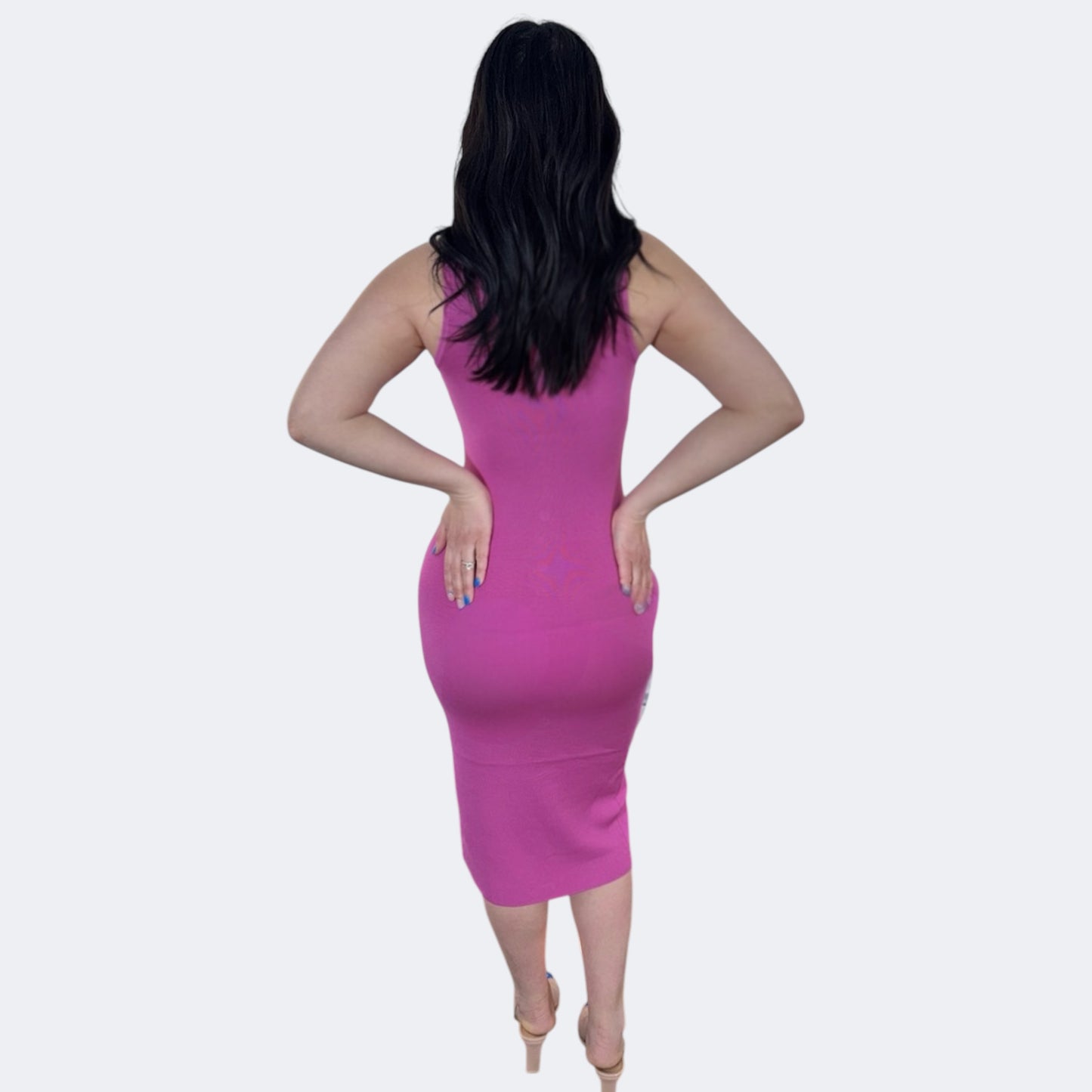 Wild Orchid Ribbed Knit Button Front Dress