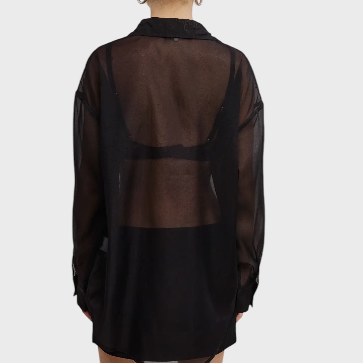 Sheer Oversized Button Down Shirt