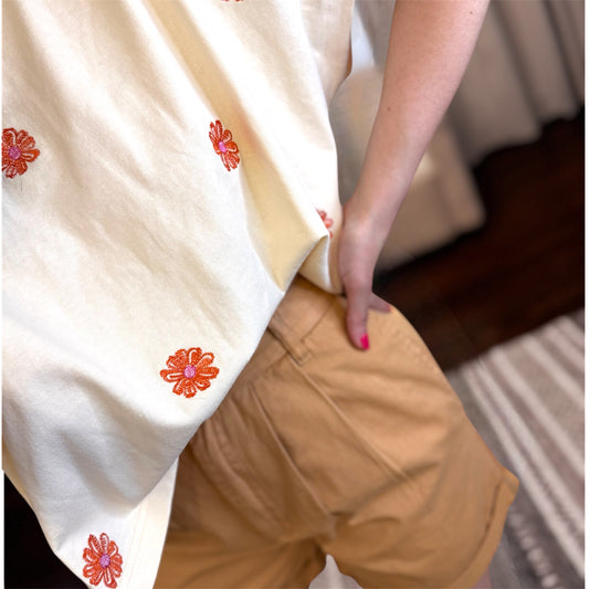 Kaia Embroidered Flower T Shirt