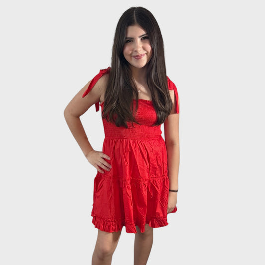 Bow Tie Shoulder Tier Dress