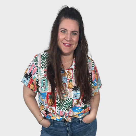 Paradise Print Button Front Shirt