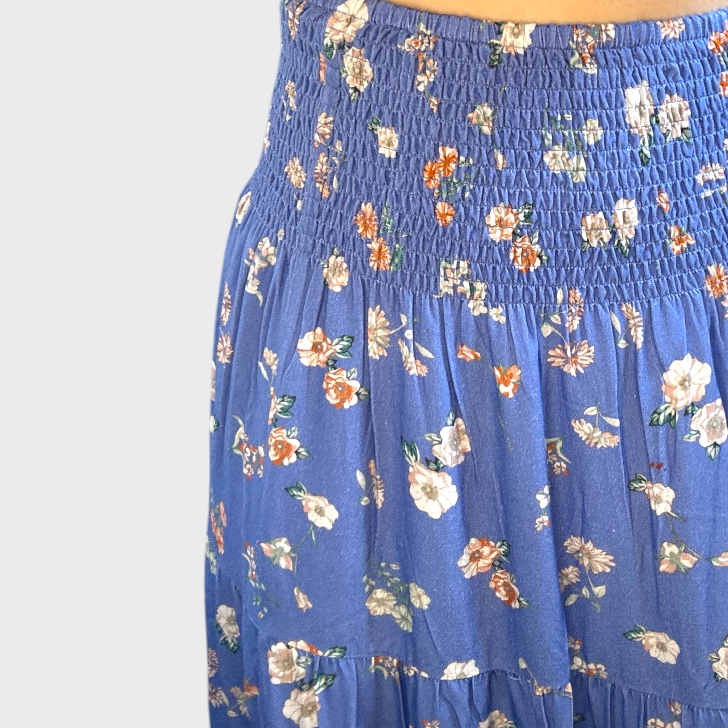 Sky Dream Floral Tiered Skirt with Slit