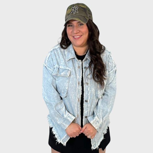 Distressed Denim Jacket Shacket
